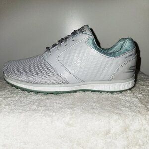 NIB SKECHERS GRAY GOLF SHOES 6B LEATHER & TEXTILE UPPER, RUBBER SOLES.